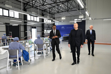 İlham Əliyev “LATIFA” Laçın tikiş fabrikinin açılışında iştirak edib